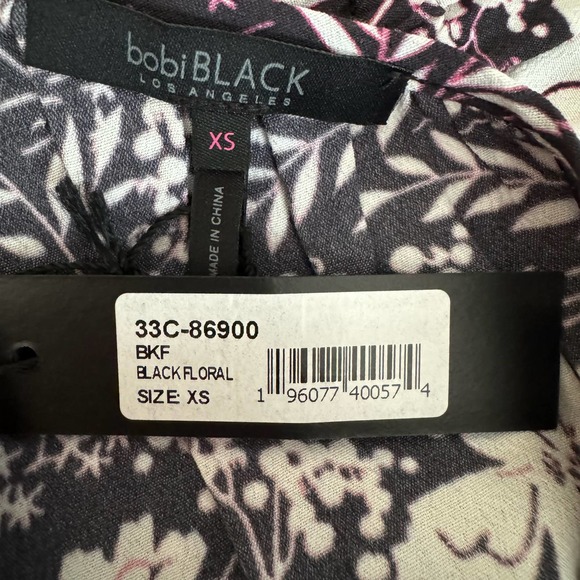 Bobi Black Floral Printed Crepe One Shoulder Ruffle Dress NWT Size XS - Picture 9 of 10